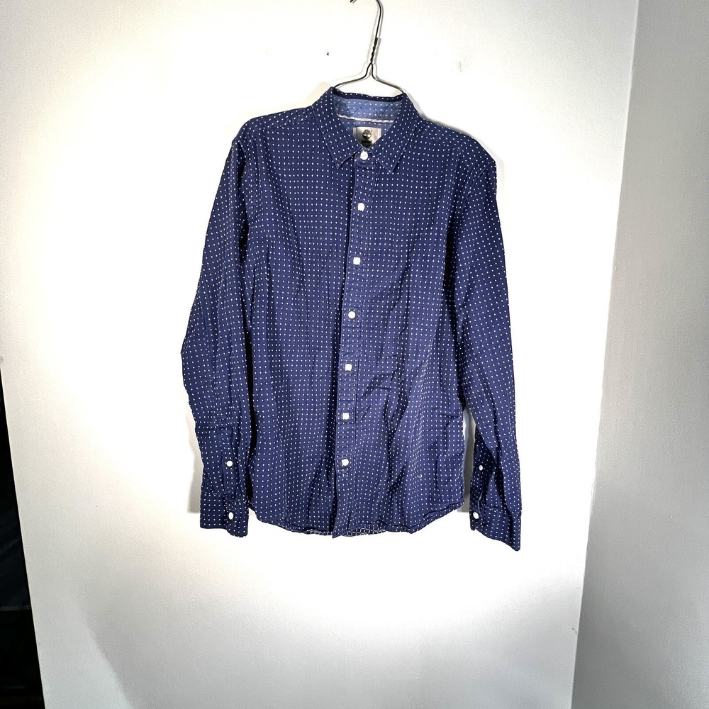 Timberland Shirt Men's Medium Blue/White Long Sleeve Button Down